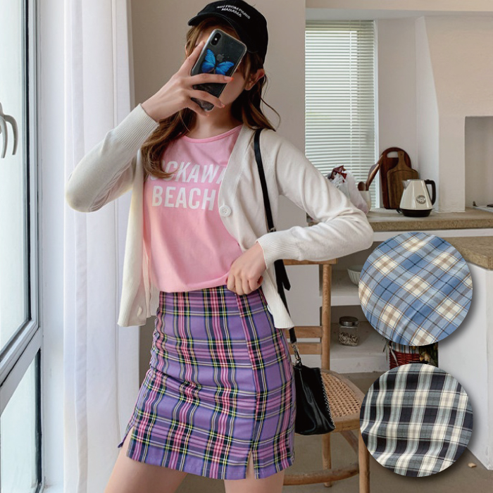 レディース スカート チェック タイトスカート レディース レディース ミニ スカート レディース パープル 紫 黒 白 水色 韓国 返品交換不可 エンジェルローブヴィセ ヴィセ Visee 天使のドレス屋さん 公式オンラインショップ