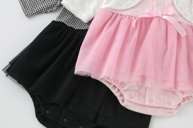 ベビー服 ロンパース ベビー服 女の子 フォーマル 結婚式 お呼ばれ ベビー 服 赤ちゃん ワンピース セレモニー ピンク ブラック 黒 長袖 70 80 天使のドレス屋さん 公式オンラインショップ