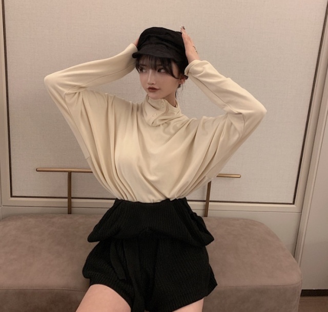 【韓国ファッション】ハイネック ミモレ丈 半袖 フリル レース db8ea36eb951a450f29835f4c9579a