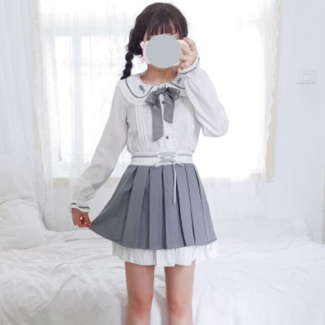 ★2着セット★ラボ服 らぼ服 ハンドメイド 制服(スカート有／グレー) 楽天市場】冬制服スカート【グレーグレンチェック ブルーライン