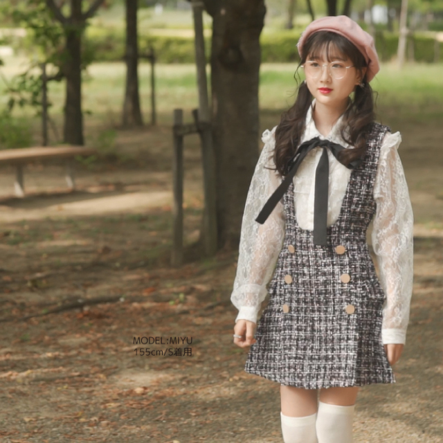 長袖 ワンピース レース 可愛い 量産型 ワンピース ツイード チェック 韓国 レディース 秋 冬 韓国 ネコポス不可 返品交換不可 エンジェルローブヴィセ ヴィセ Visee ネコポス不可 天使のドレス屋さん 公式オンラインショップ