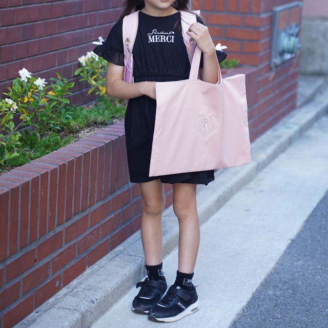 日本製 名入れ オリジナル 刺繍 トート バッグ 紺 ピンク 水色 くすみ