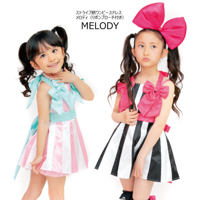 メロディ(リボンブローチ２個付き) 子供服 ブラック ピンク 全2色 100cm-160cm ネコポス不可商品