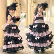子供ドレス 子どもドレス キッズドレス ピンクシルフィード ロング丈 ブラック ネコポス不可 返品交換不可 子供ドレス 子供服 ピアノ発表会 ドレス フォーマル 結婚式 発表会 女の子用 100cm 110cm 120cm 130cm 140cm 送料無料 10着以上でまとめ割