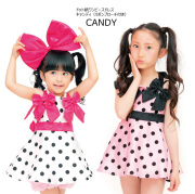 キャンディ　(ドット柄ワンピース/リボンブローチ2個付き) 子供服 全2色 ドット柄 100cm-140cm 在庫限り ≪ネコポス不可≫ [M便1/0]