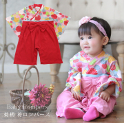 ベビー ロンパース 袴 可愛い 菊柄 花柄 七五三 ベビー服 晴れ着 和風 お宮参り お出かけ お正月 食い初め 初節句 女の子 桃の節句 女児 袴ロンパース 菊柄全開女児はかまロンパース
