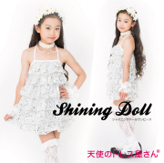 【SALE】シャイニングドール (ワンピース) 子供服 ホワイト S/M 残り2サイズ 在庫限り≪ネコポス不可商品≫［M便1/0］