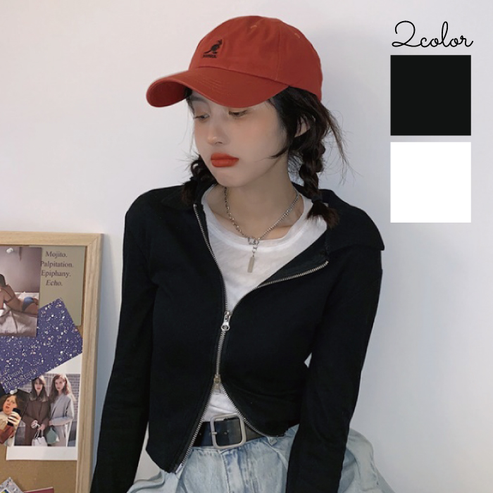 レディース トップス 薄手 パーカー ダブルジッパー パーカー 羽織り 短め丈 可愛い トップス 韓国 レディース 春 夏 トップス 単品ならネコポス可能 返品交換不可 エンジェルローブヴィセ ヴィセ visee