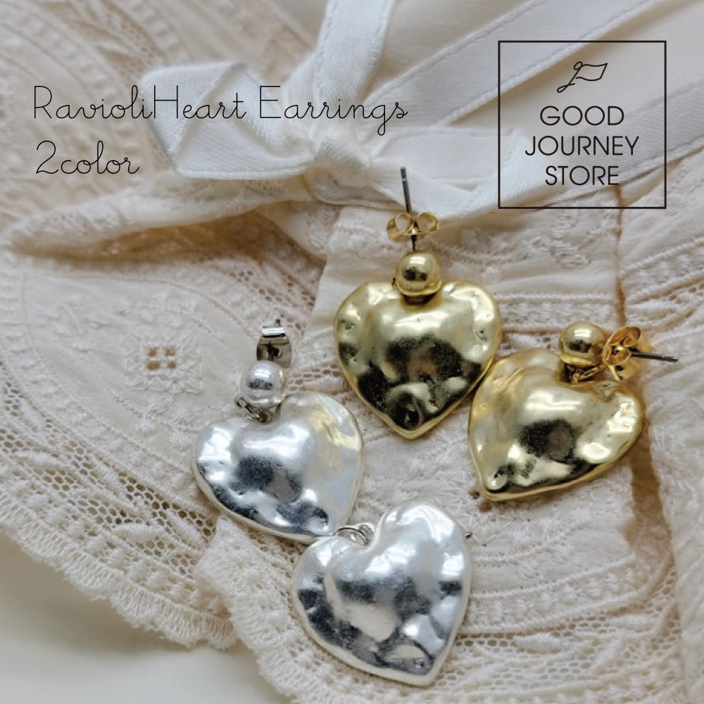 ピアス シルバー ゴールド ピアス 可愛い ハート 贈り物 プレゼント 軽量  シルバー ゴールド アクセサリー 女性 ギフト ラビオリ ハート ピアス 2Color GOOD JOURNEY STORE PB-RH