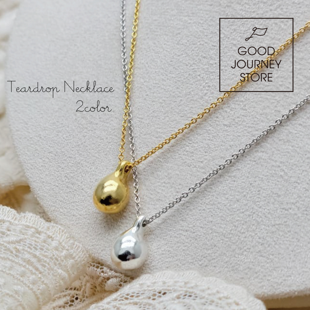 ネックレス シルバー ゴールド ネックレス  贈り物 プレゼント ティアドロップ ネックレス 重ね付け 軽量 チェーン 45cm シルバー ゴールド ネックレス アクセサリー ティアドロップネックレス 2Color GOOD JOURNEY STORE NQ-D