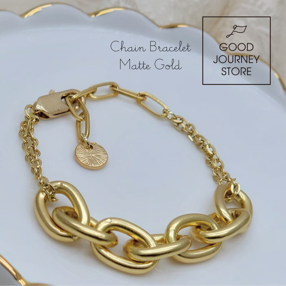 ブレスレット ゴールド チェーン 贈り物 プレゼント 軽量 チェーン ゴールド ブレスレット アクセサリー チェーンブレスレット マットゴールド GOOD JOURNEY STORE MT-Bg