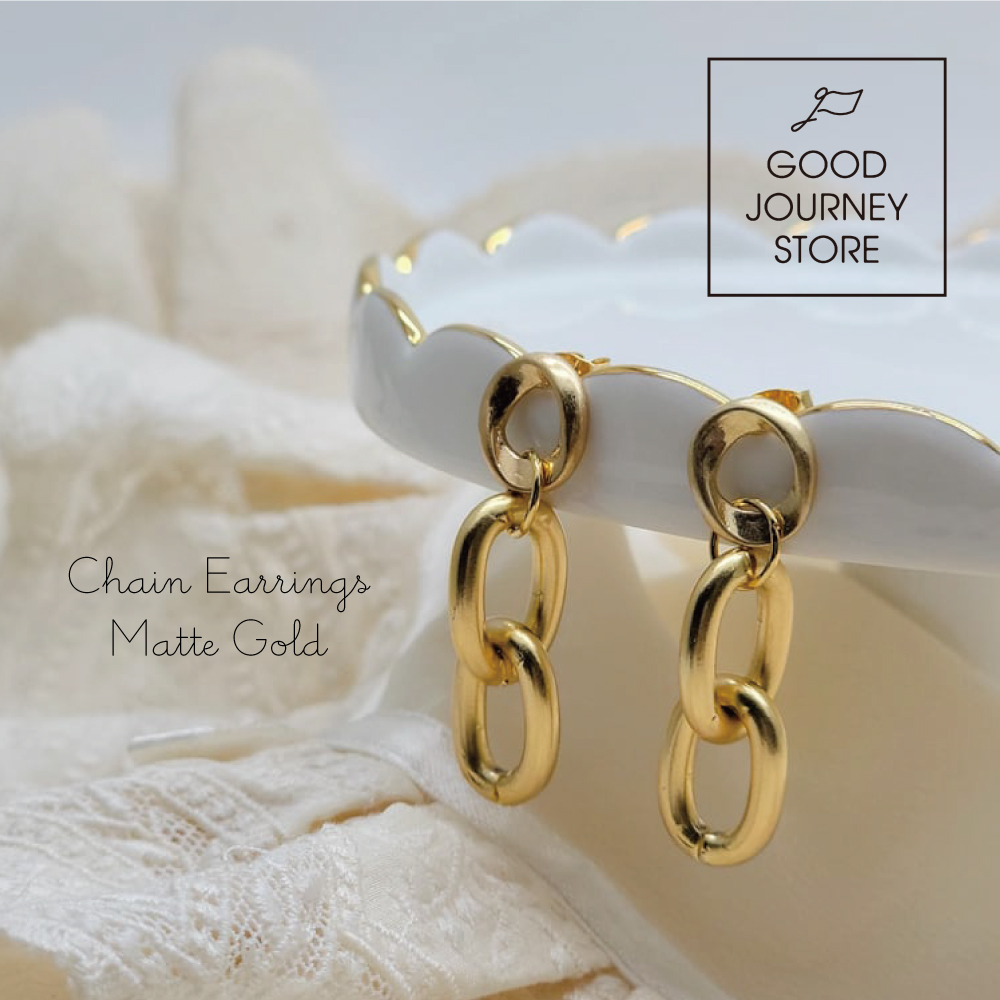 ピアス ゴールド チェーン ピアス 贈り物 プレゼント 軽量 チェーン ゴールド ピアス アクセサリー チェーンピアス マットゴールド GOOD JOURNEY STORE MT-Pg