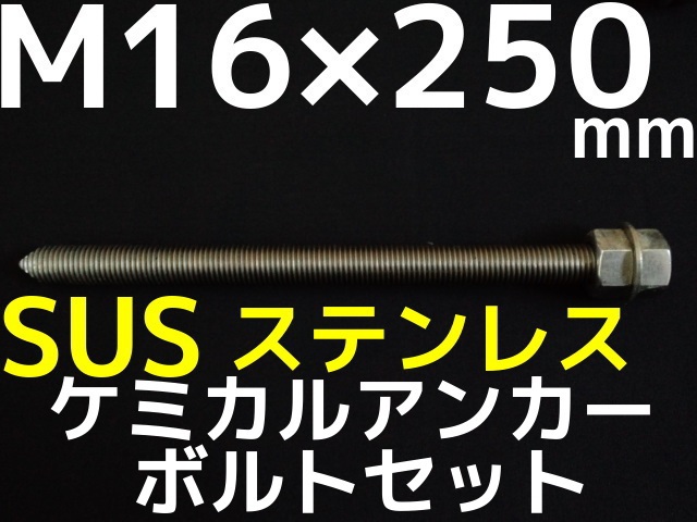 贈物 ケミカルボルト アンカーボルト ステンレス SUS M10×160mm 寸切ボルト1本 ナット2個 ワッシャー1個 Vカット 両面カット  SUS304