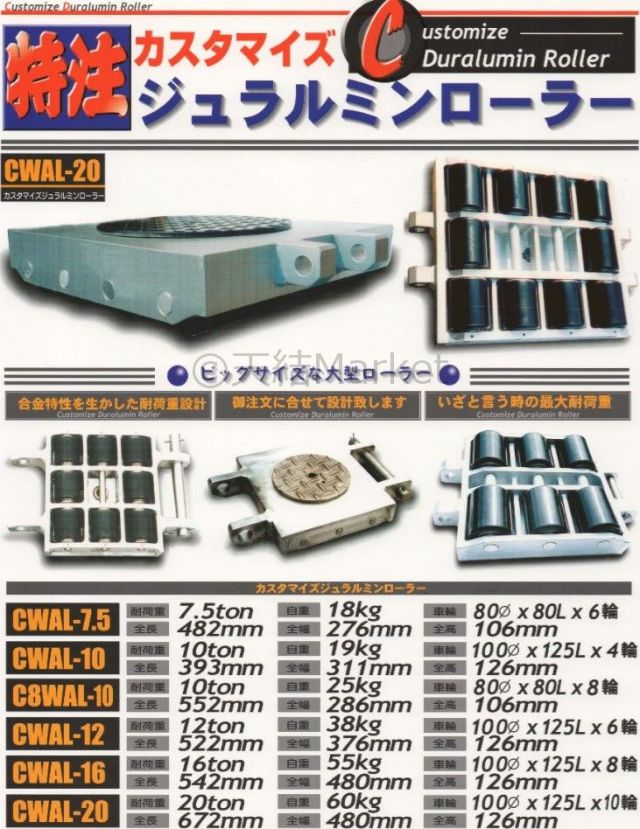 テム製 スタンダード ジュラルミンローラー 耐荷重16t(トン) CWAL-16 1個 テムローラー フレーム強化型 軽量化 操作ハンドル別売「キャンセル 変更 返品不可」 - 2