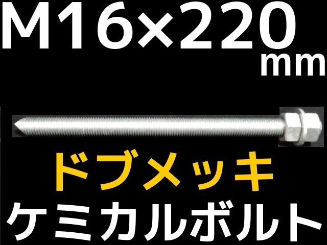 ケミカルボルト アンカーボルト ドブメッキ M16×220mm 寸切