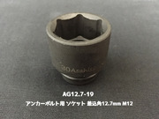 アンカーボルト用 ソケット 差込角12.7mm M12 平径19mm 旭産商 AG12.7-19 撹拌ソケット AGソケット「取寄せ品」