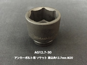 アンカーボルト用 ソケット 差込角12.7mm M20 平径30mm 旭産商 AG12.7-30 撹拌ソケット AGソケット「取寄せ品」
