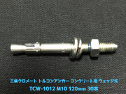 サンコーテクノ トルコンアンカー TCW-1012 M10 全長120mm 30本 スチール製 三価クロメート処理 コンクリート用 ウェッジ式 締付方式 平行拡張型「取寄せ品」