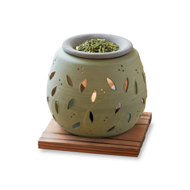 陶器製 茶香炉『石龍』常滑焼 ロウソク20個付き（54578）