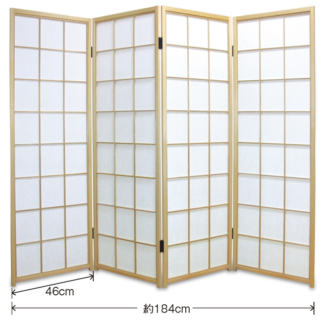 障子屏風＜四曲タイプ＞ 白木枠