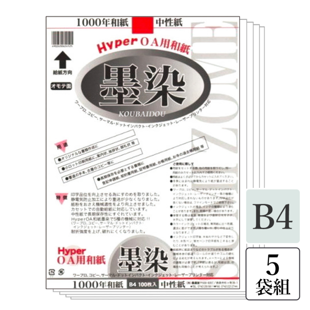 コピー用紙 ハイパー和紙「墨染（すみぞめ）」A4サイズ100枚〈5