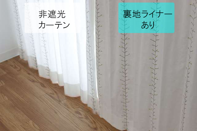 後付け裏地ライナー】後から付けられる裏地カーテン 1枚販売