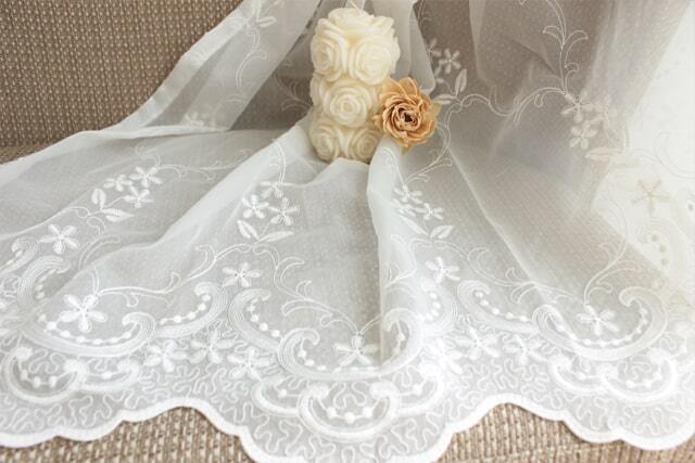 【オーダーレース】クラン 防炎 刺繍レース 裾スカラップ