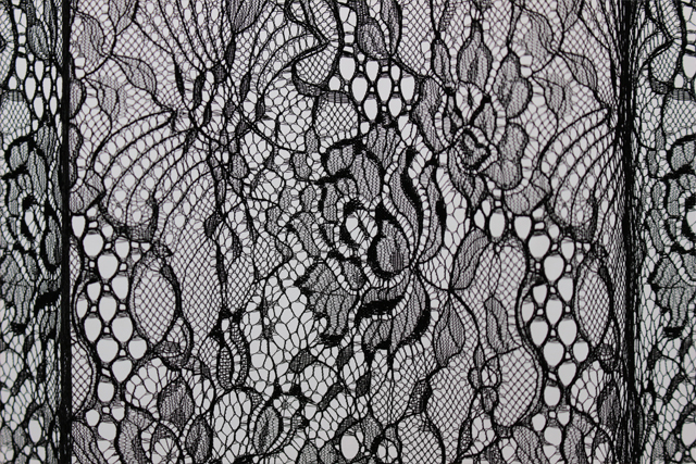 【オーダーレース】70058H-TW ブラック チュールレース 柄アップ