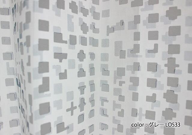 【オーダーレース】不規則なブロック模様のレースカーテン トップ画像