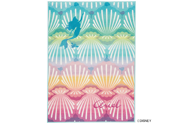 アリエルとカラフルな貝が美しいラグ Disneyラグ プリンセス シェルフィッシュラグ