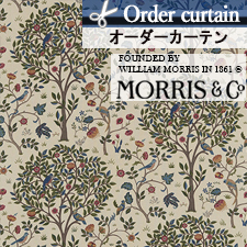 【オーダーカーテン】ウィリアムモリス 沢山の木々や花々にとまる鳥たちが可愛いケルムスコットツリーTOP
