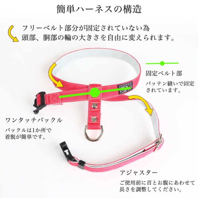 ワンダーフィット 抜けにくくて着脱がしやすいハーネス サイズ交換無料