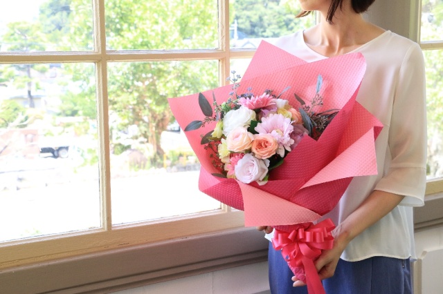 シボリ　牡丹/桃　花束2