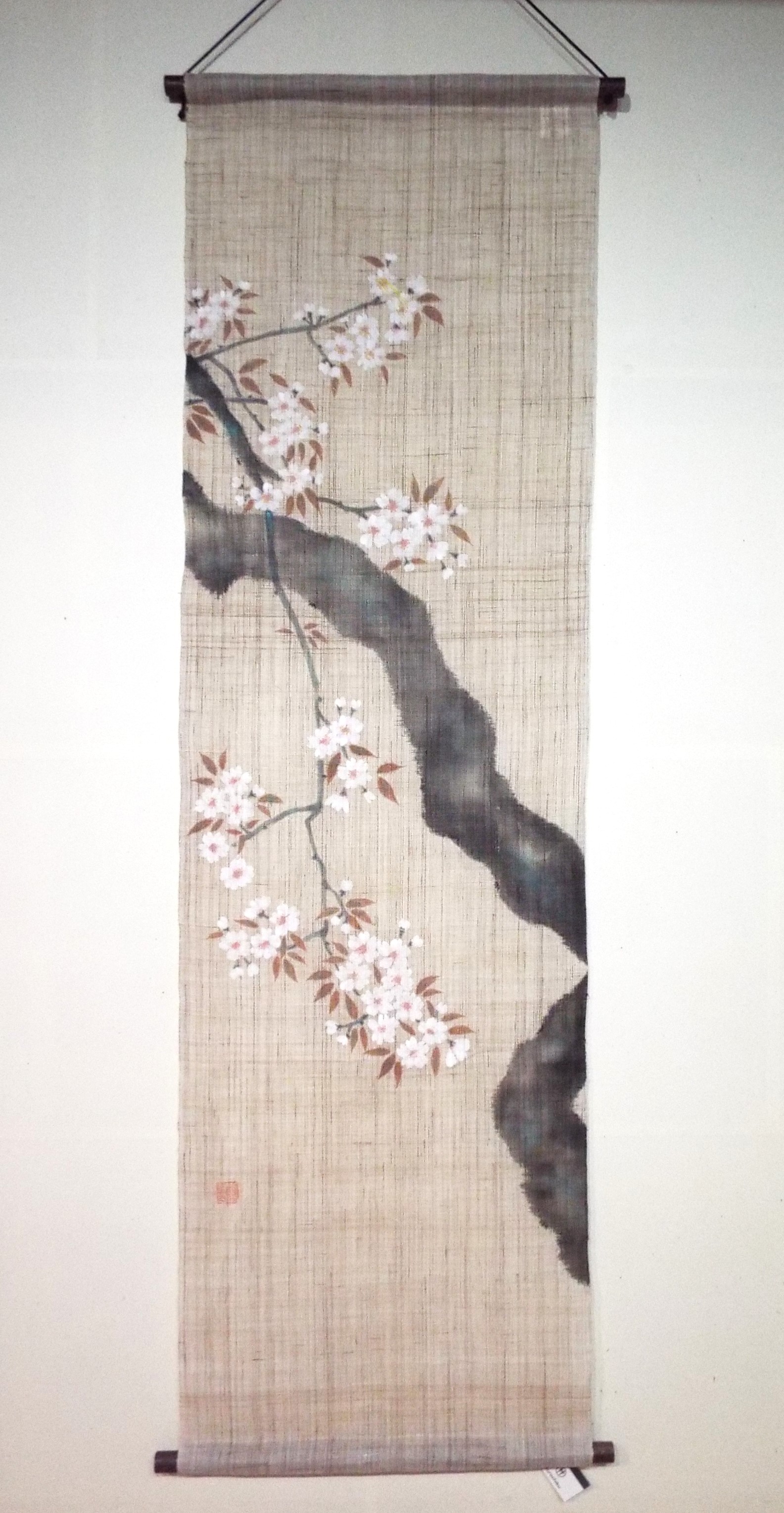 手描き麻タぺ　枝垂桜
