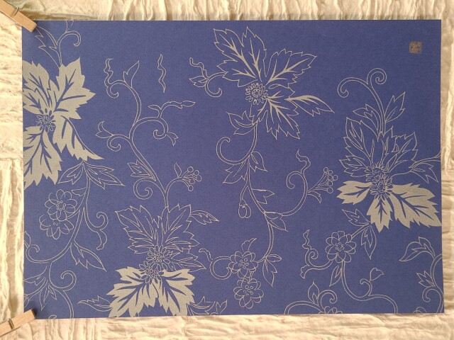 京の唐紙,金彩描き,１