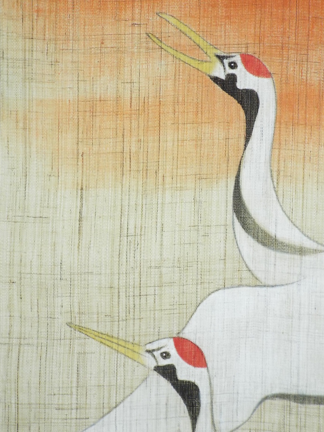 手描きタペストリー　朝日鶴4