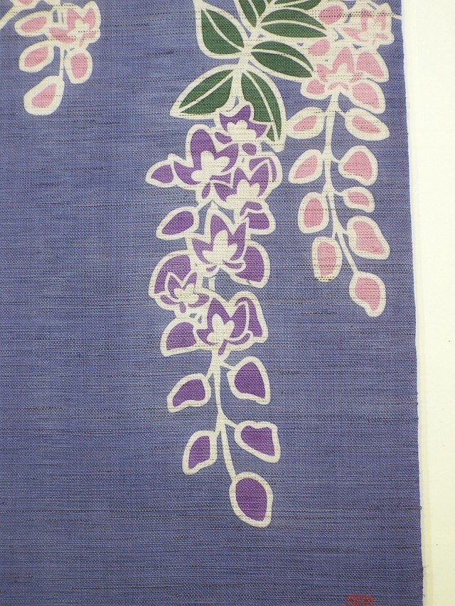 麻タペストリー（筒描き） 【藤波の花】 『くろちく』 手しごと