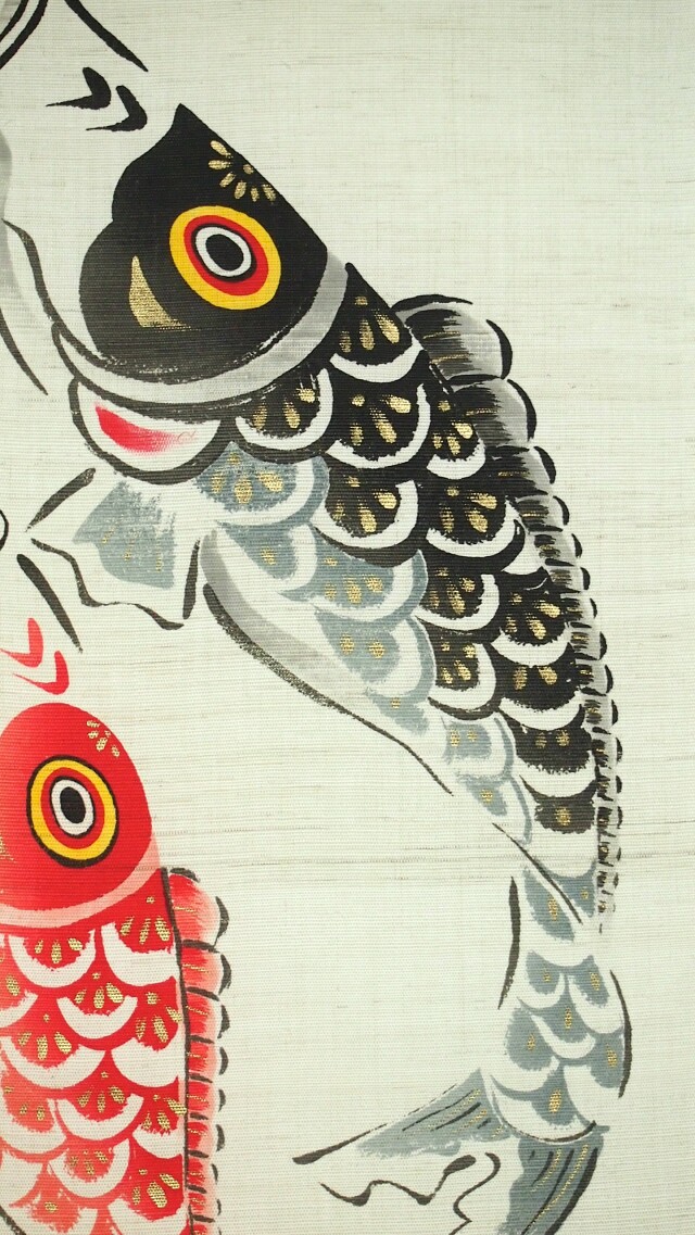 型染めタペストリー　飛翔鯉幟2