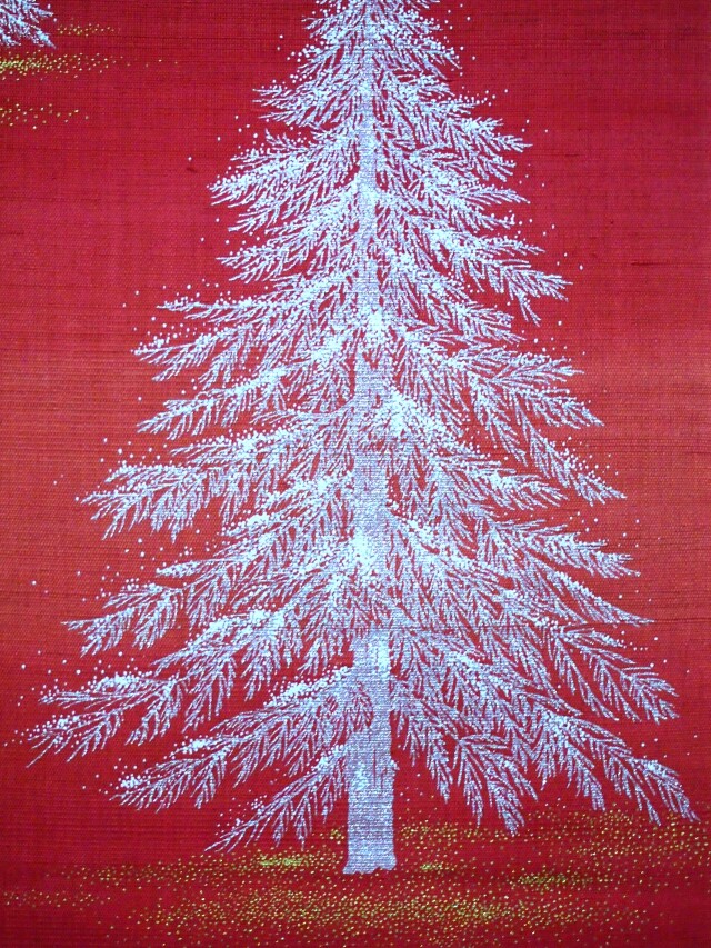 麻タペストリー（手染め） 【クリスマス・イヴ】 『洛柿庵』 手しごと