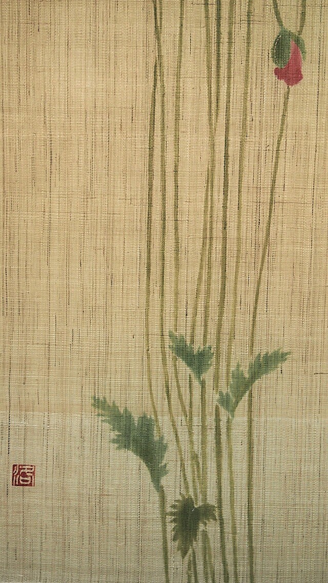 麻　タペストリー　手描き 麻タペストリー（手描き） 【清涼金魚】 『くろちく』 手しごと