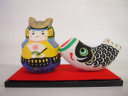 麻人形「若武者とこいのぼり」台付き