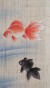 手描き麻タペストリー　清涼金魚2