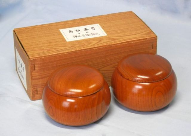 送料無料】碁笥 木製碁笥 欅(けやき) 特大