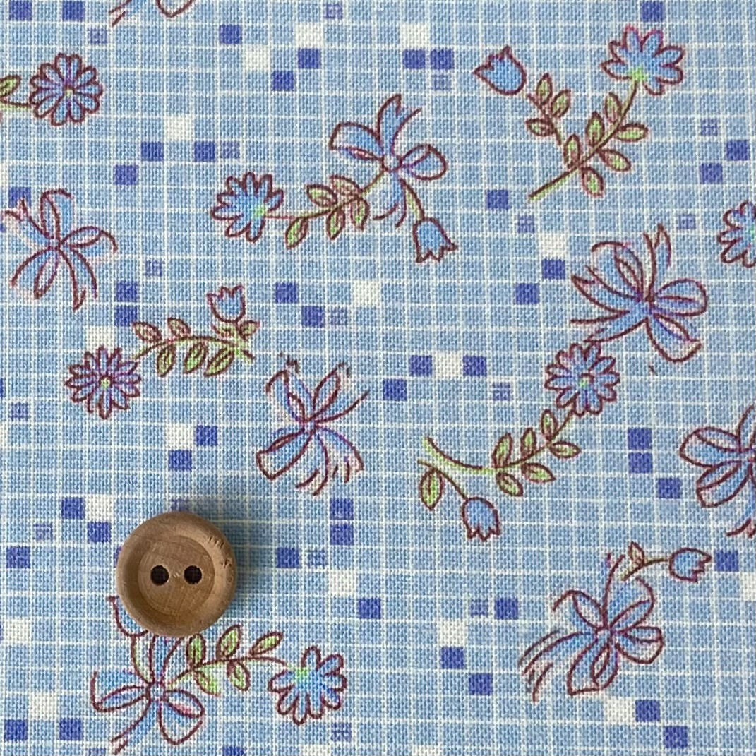 16-0248B  30's collection フラワー＆リボン blue