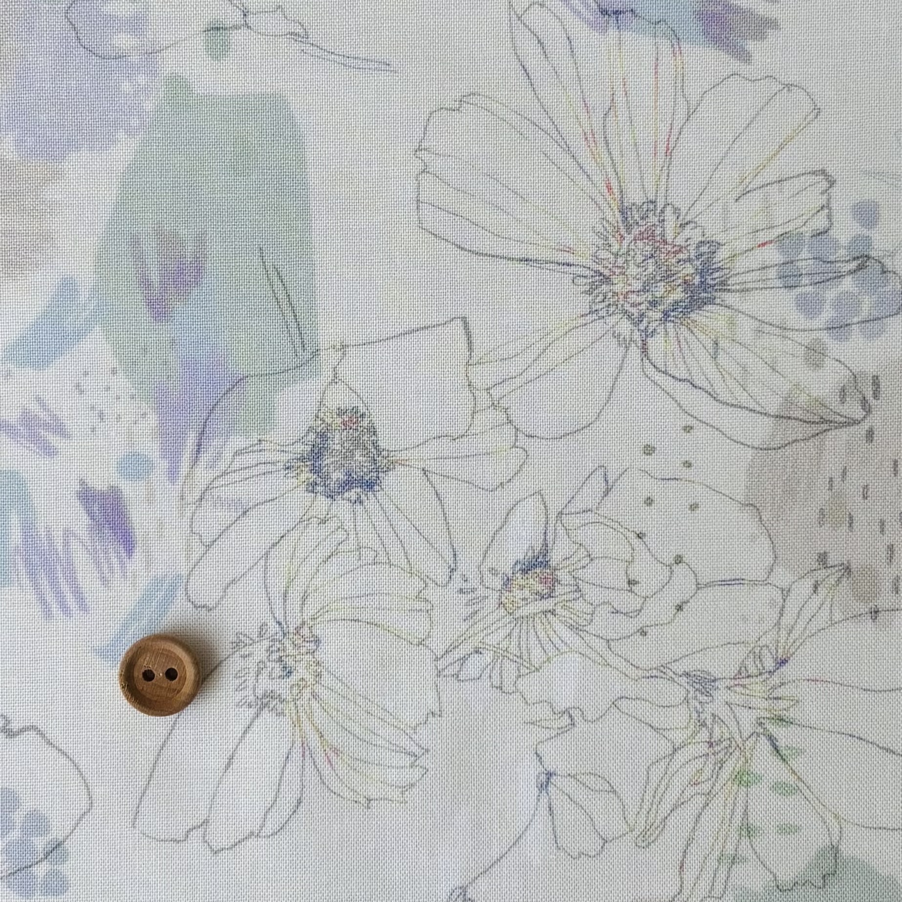 16-0279A  pantry Designer's choice  手描き花コラージュ ivory