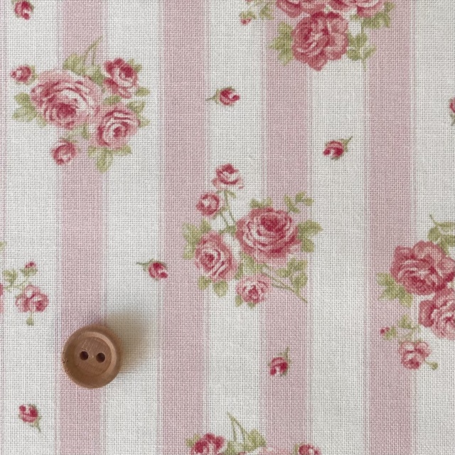 16-0252A  Romantic Flowers  ブーケ＆ストライプ pink