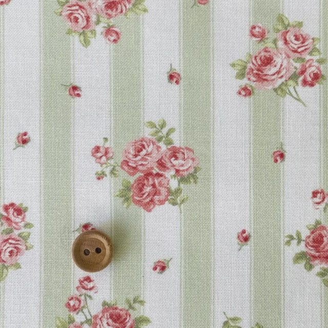 16-0252C  Romantic Flowers  ブーケ＆ストライプ green