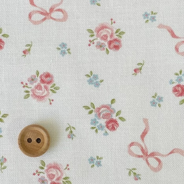 16-0253A Romantic Flowers  ローズ＆リボン white