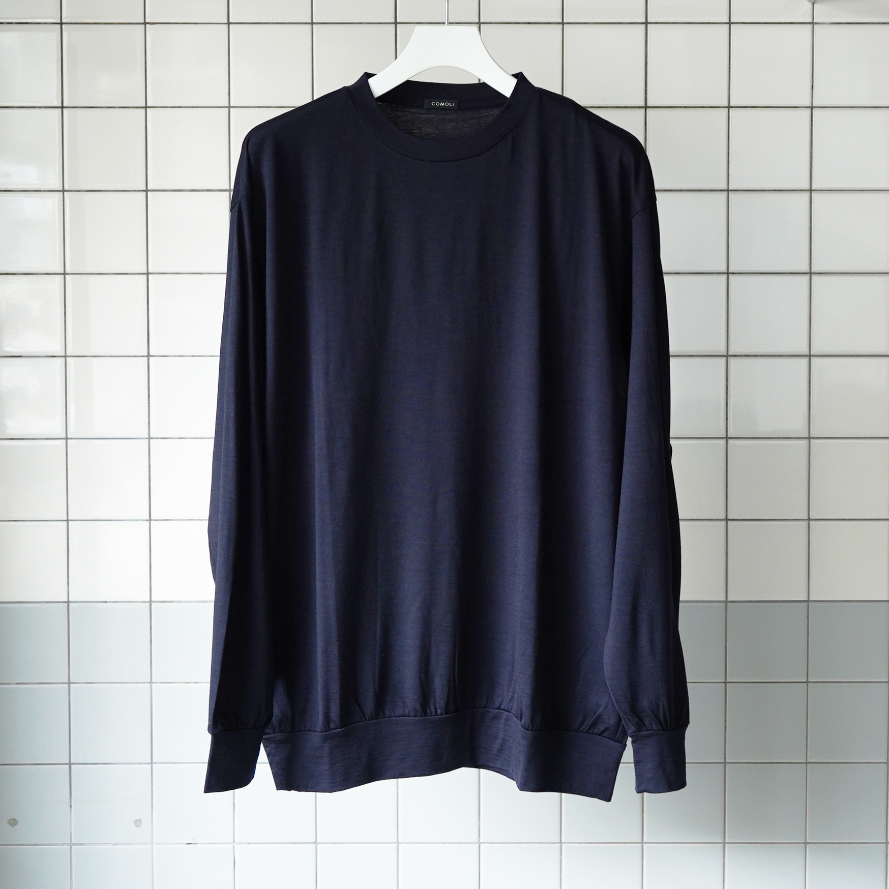COMOLI サマーウール 長袖クルー NAVY 新座店 COMOLI サマーウール長袖クルー NAVY,3 Tシャツ/カットソー(七分/長袖)