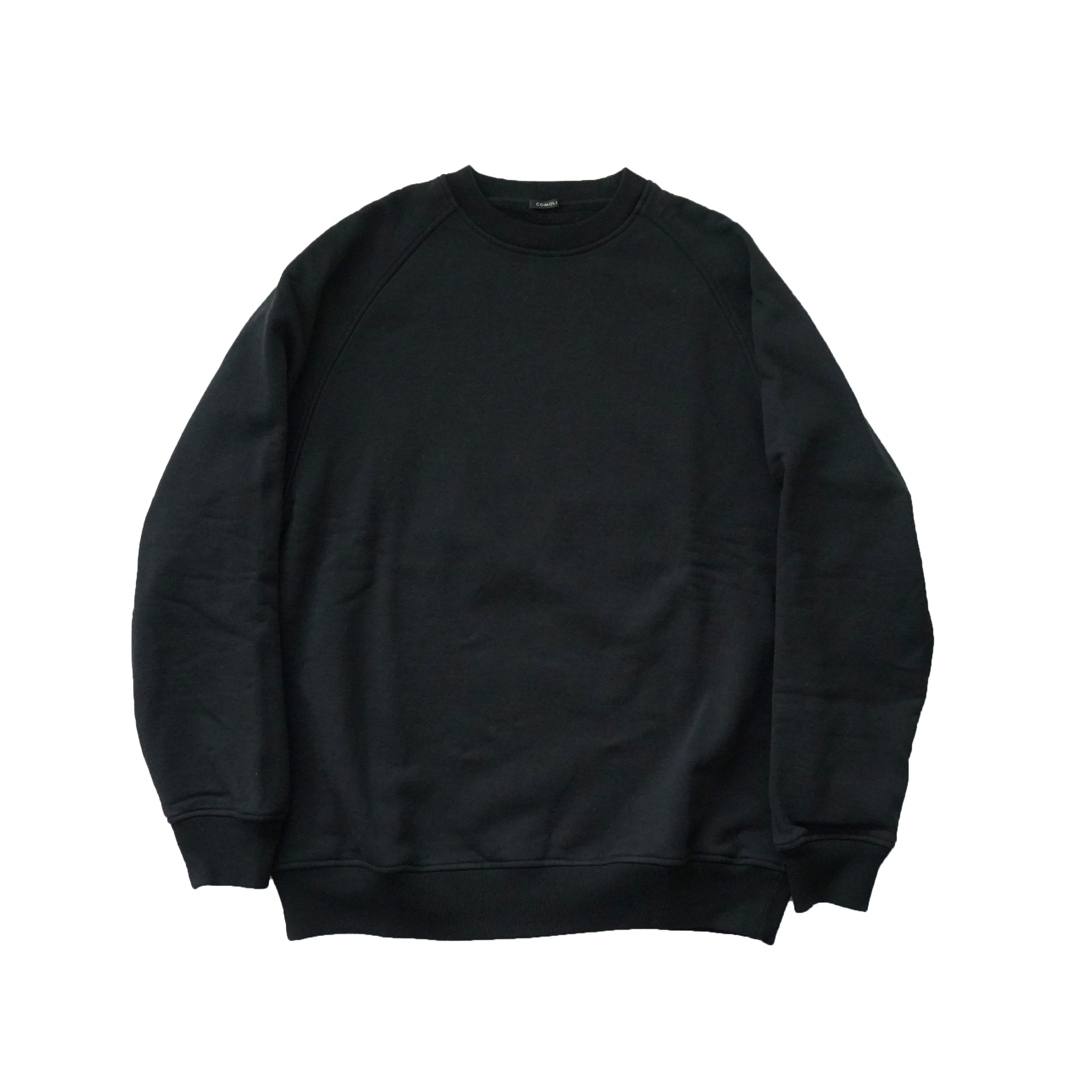 COMOLI コットン裏毛 クルーネック BLACK
